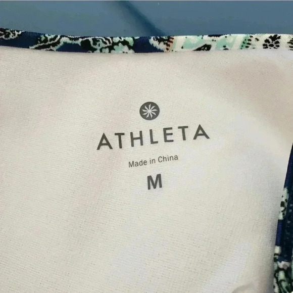 Athleta Aqualuxe Blue Printed Strappy Molded Tankini Swim Top - Picture 8 of 11